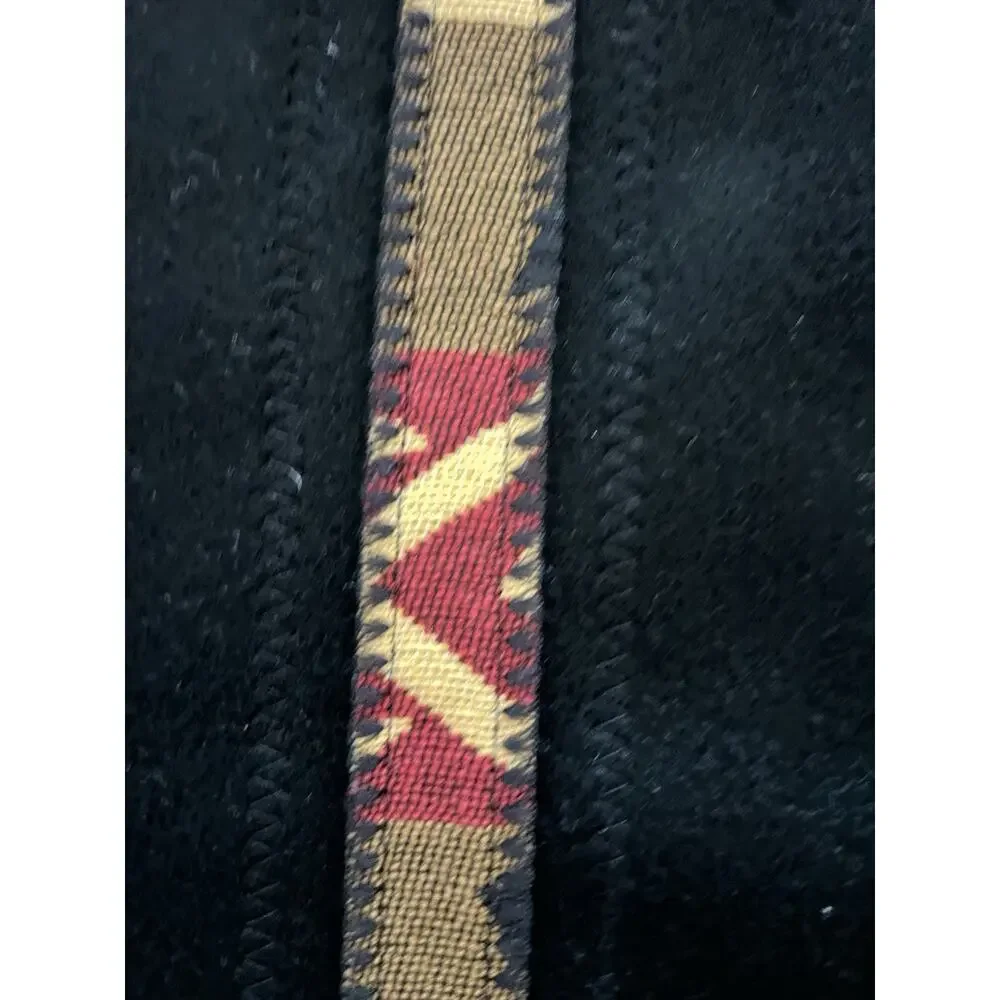 Vintage Coloratura Concho Black Scarf Wrap 100% Pure Wool Made In USA 71x10”